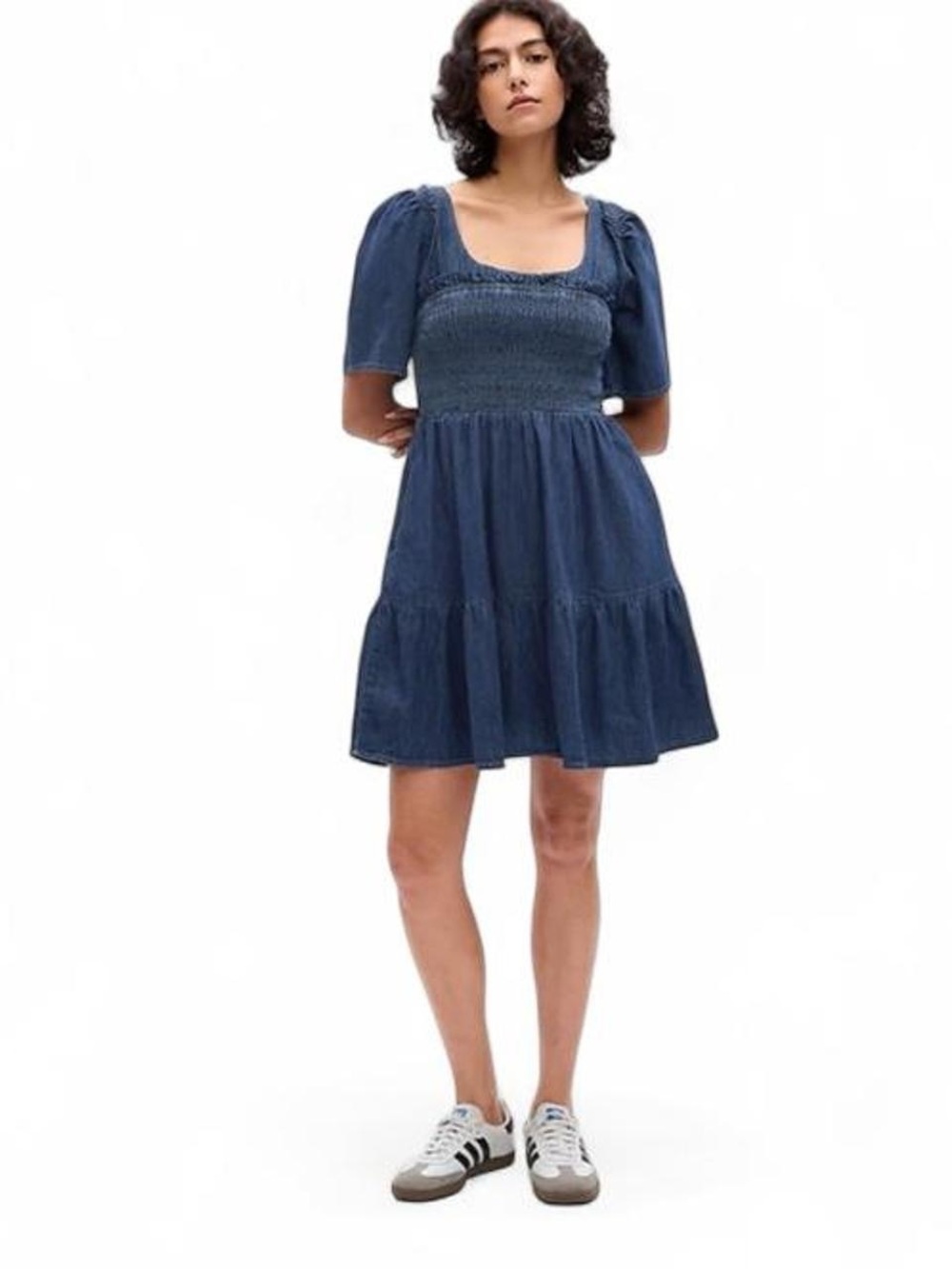 NWOT Gap smocked denim mini dress in size S